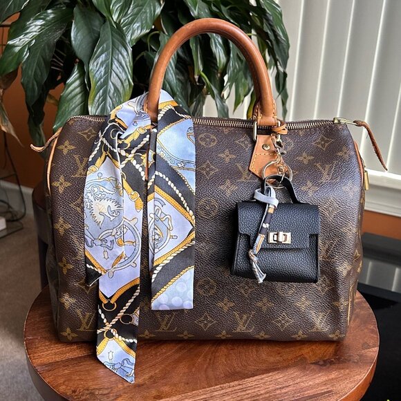 Mini Handbag Coin Purse Earphone Holder Bag Charm and Twilly Scarf - Picture 6 of 7